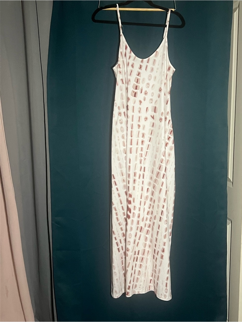 Women's Pink/red/marron Patterned Slip Dress